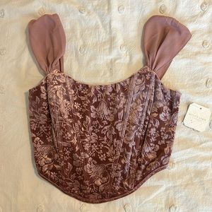 Altar’d State Mauve velvet corset style crop top
